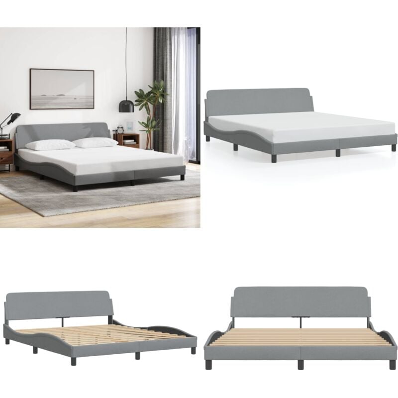 Bettgestell ohne Matratze Hellgrau 180x200 cm Stoff - Bettsofa - Boxspringbetten - Doppelbett - Lattenrost - Massivholzbette - Home & Living