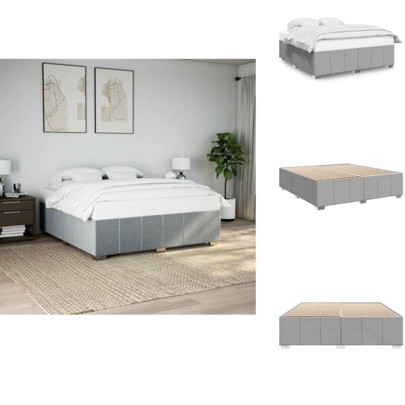 Bettgestell ohne Matratze Hellgrau 200x200 cm Stoff - Bettgestell - Bettgestelle - Bett - Betten