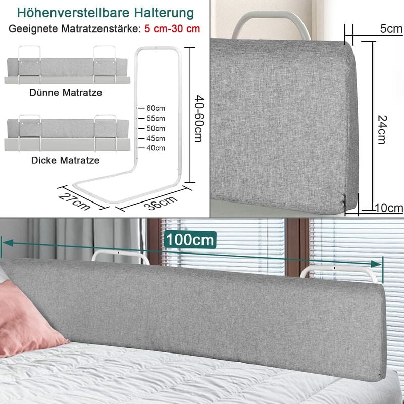 Bettgitter Kinderbettgitter Bettschutzgitter Schutzgitter Bett Rausfallschutz Bett Bed Rail Bettkantenschutz, Höhenverstellbar Form Einstellbar für