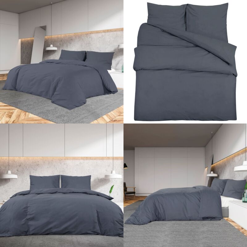 Bettwäsche-Set Anthrazit 155x220 cm Leichte Mikrofaser - Bettenwäsche - Mikrofaserbettwäsche - Anthrazit Bettwäsche - Doppelbett Bettwäsche - Deko