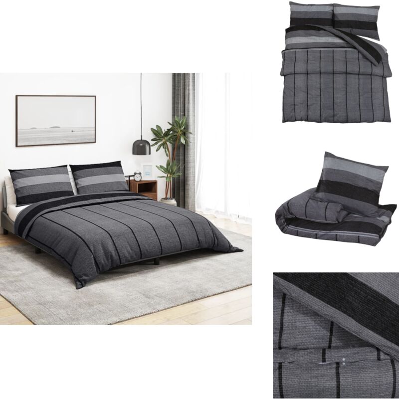 Bettwäsche-Set Dunkelgrau 260x240 cm Baumwolle - Bettsachen - Bettwäsche - Baumwollbettwäsche - Dunkelgraue Bettwäsche - Zimmerdekoration