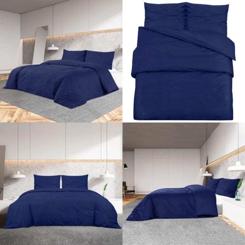 Bettwäsche-Set Marineblau 200x220 cm Leichte Mikrofaser - Bettsachen - Bettwäsche - Mikrofaserbettwäsche - Blau Bettwäsche - Doppelbett Bettwäsche