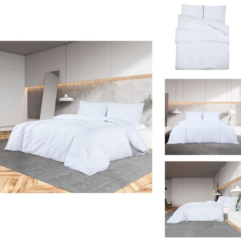Bettwäsche-Set Weiß 200x200 cm Baumwolle - Bettschaum - Baumwollbettwäsche - Weiße Bettwäsche - Duftfreie Bettwäsche - Atmungsaktive Bettwäsche
