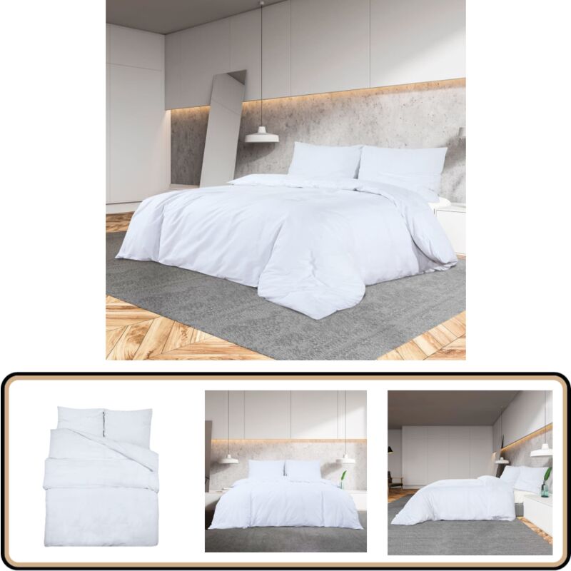 Bettwäsche-Set Weiß 260x240 cm Leichte Mikrofaser - Bettsachen - Bettwäsche - Mikrofaserbettwäsche - Weißer Bettwäsche - Doppelbett