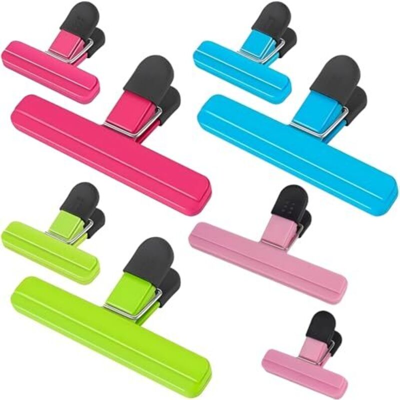 Beutelclips, 8 Stück, 2 Größen, farbige Beutelclips, Plastikbeutelclips, Verschlussclips für die Verpackung von Snacks in der Küche, Chips, Brot,