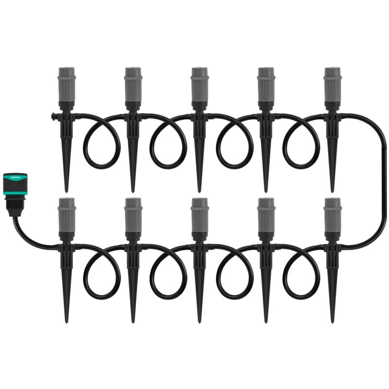 Bewässerungssystem – 3 Sprühmodi: Tropfen, Sprühen & Nebel – modulares System inkl. 15m Schlauch, 10x Tropfer, 10x Erdspieße &