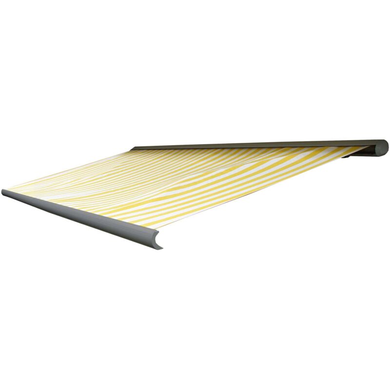 Ersatz-Bezug für Markise HHG 527, Vollkassette Ersatzbezug Sonnenschutz 4,5x3m Polyester gelb-weiß
