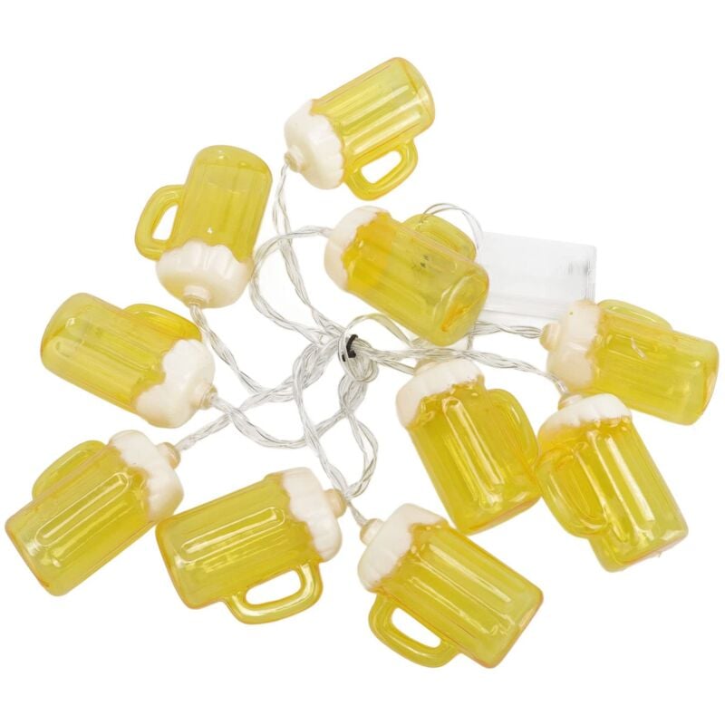 Bierkrug-Lichterkette, 2 Stück 6,5 Fuß 10 LED-Bierkrüge, warmes Licht, faltbare Bierkrug-Lichterkette, energiesparende Bierkrug-Lichterkette