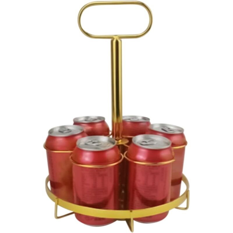 Bierständer, Bierhalter 6-Flaschen-Soda-Organizer, Gold – Weinhandkorb, Präsentationsständer für Restaurants, Nachtclubs, Partys im Tanz