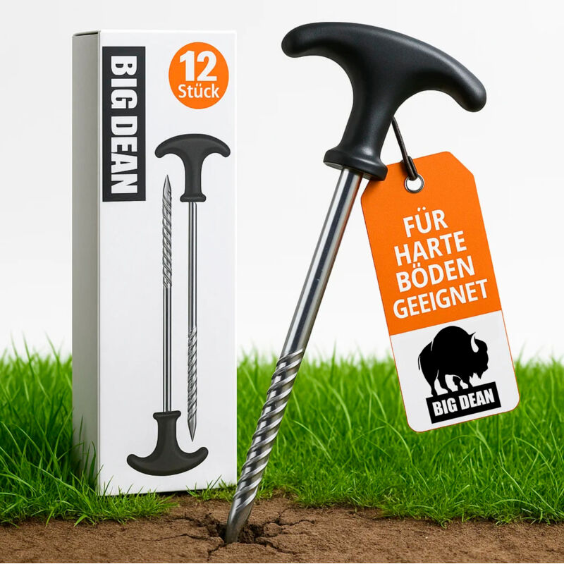 BigDean 12 Stück Heringe Erdnägel stabil auch für Harte Böden Zeltheringe