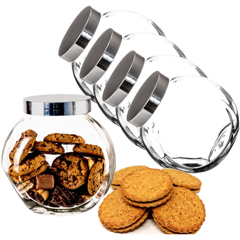 BigDean 4er Set 2 Liter Bonbonglas mit Schraubdeckel - Candy-Glas groß - Für Süßigkeiten, Kekse, Mehl-Aufbewahrung & Gewürze - Made in Germany