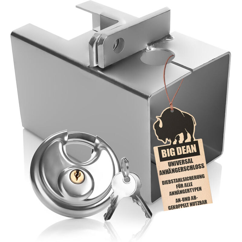 BigDean Anhängerschloss für An- und Abgekoppelte Anhänger – universal Anhänger Schloss für effektiven Diebstahlschutz – hochwertiges Anhäger Schloss