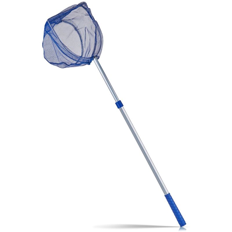 BigDean Kescher 75-121 cm lang - Teichkescher mit Teleskopstange - Feinmaschig (2 mm) - Für Teich, Algen & Swimming-Pool - Algenkescher Nylon-Netz