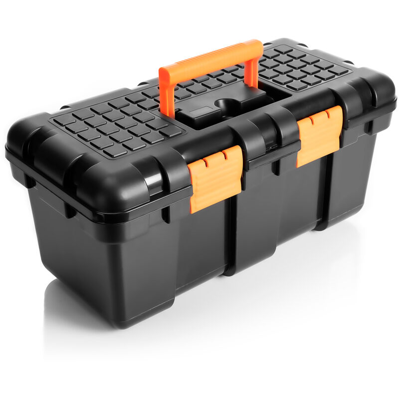 BigDean Werkzeugkoffer leer groß aus Hart-Kunststoff - 50x25x23,5cm - Werkzeugkiste mit herausnehmbarer Innenablage - Toolbox groß Werkzeugkasten