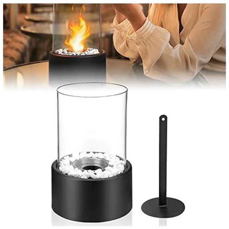 Bioethanol Tischkamin Tischfeuer Bioethanol Kamin Indoor und Outdoor Balkondekoration Ethanol Kamin mit Natursteinen für Balkon Deko Garten