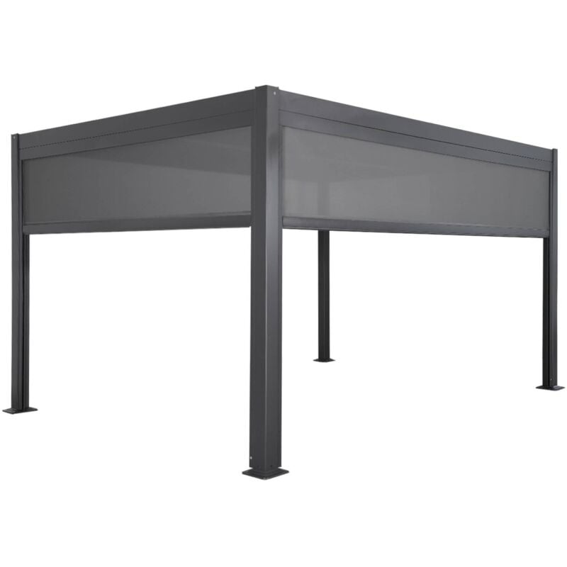 sweeek - Bioklimatische Pergola Triomphe 3x4m + Markise 3 m + Markise 4 m
