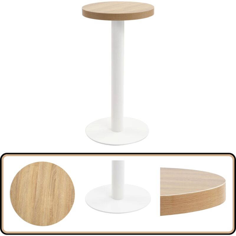 Bistrotisch Hellbraun 40 cm mdf - Esstisch - Bistrotisch - Kleiner Tisch - Runder Tisch - Hellbrauner Tisch