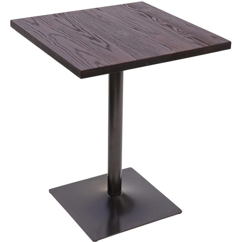 HHG - Bistrotisch 482, Bartisch Thekentisch, Industrial Gastronomie Ulme Holz MVG-zertifiziert 76x60x60cm schwarz-braun