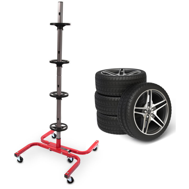 Bituxx Felgenbaum mit Rollen Stabiler Reifenständer für 4 Räder (bis 245mm) Autoreifen Aufbewahrung Reifenbaum Felgenständer aus Stahl, 150kg