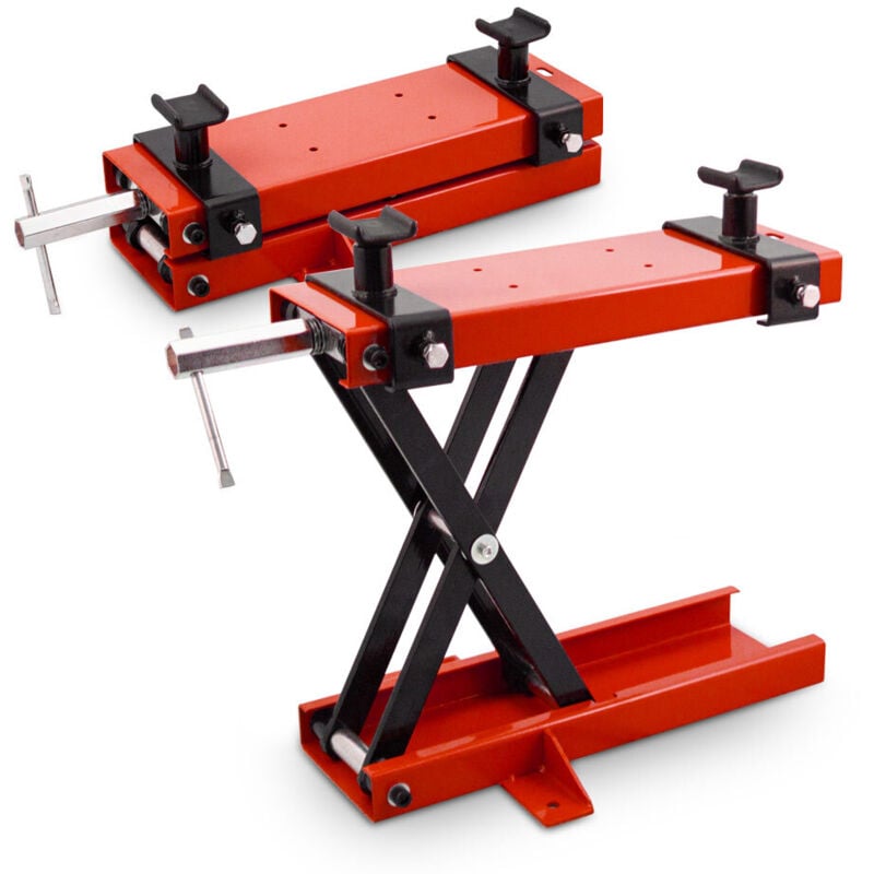 Bituxx Motorrad Heber Hebebühne Montagebock Scherenheber Montageständer Lift mit Bodenfixierung bis 500kg Rot