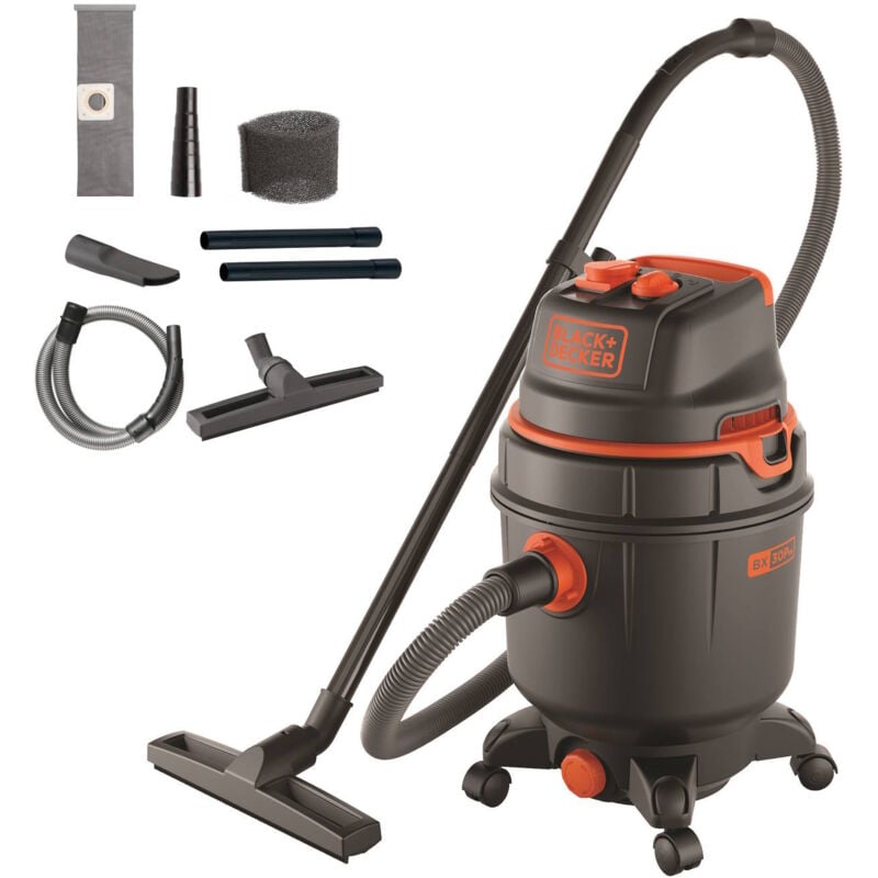 Black+decker Nass und Trockensauger BXVC30PTDE mit Integrierte Steckdose für Elektrowerkzeug (1600 w, 30 liter)