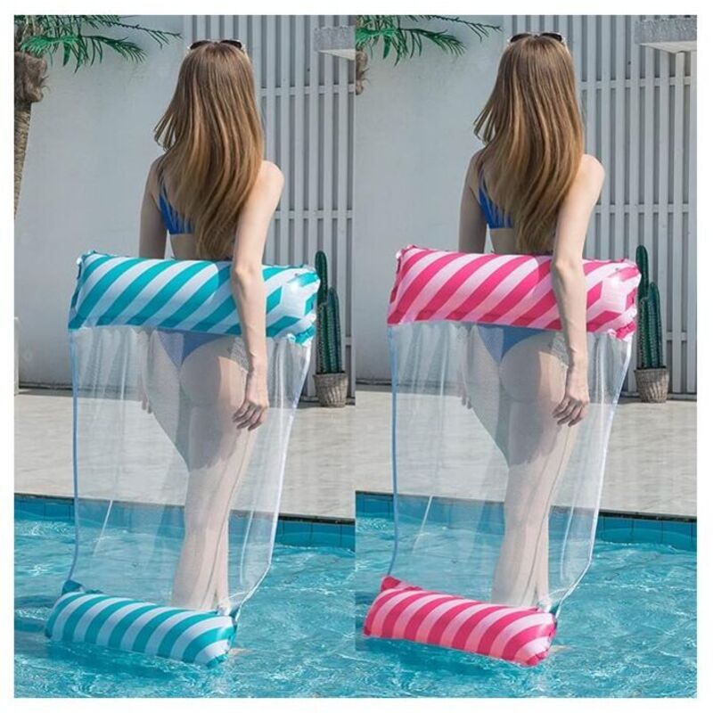 Blau und Pink, Aufblasbare Schwimmhängematte, Mehrzweck-Schwimmbett, 4-in-1-Schwimmhängematte (Sattel, Liegestuhl, Schlauchboot, Hängematte),