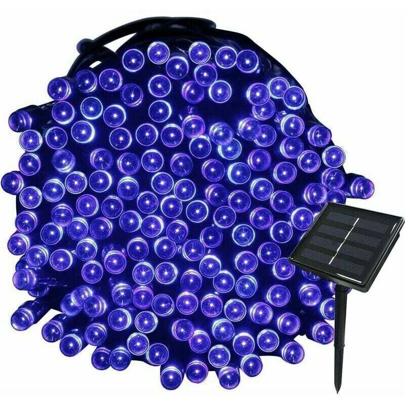 Blaue 22 m lange Solar-Lichterkette, 200 LEDs, 8 Lichter-Sets, Lichtergirlande, ideal für Party, Hochzeit, Geburtstag und Garten im Freien FLITI