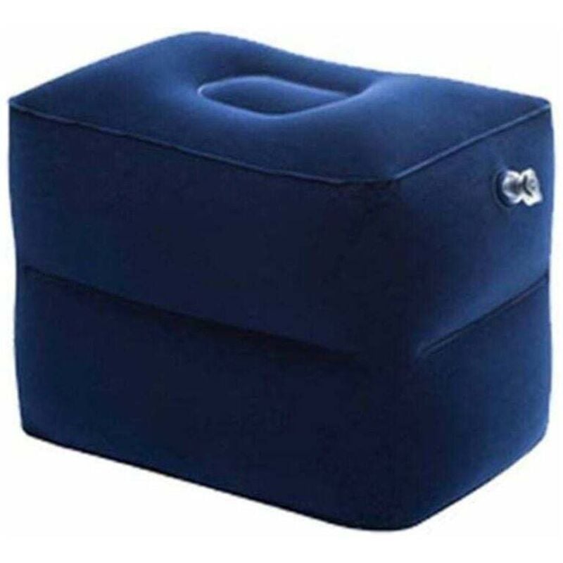 blaue Flugzeug-Fußstütze, aufblasbares Reise-Fußstützenkissen für den Flugzug, Auto-Fußstützenkissen, waschbares PVC-Reisekissen, tragbares