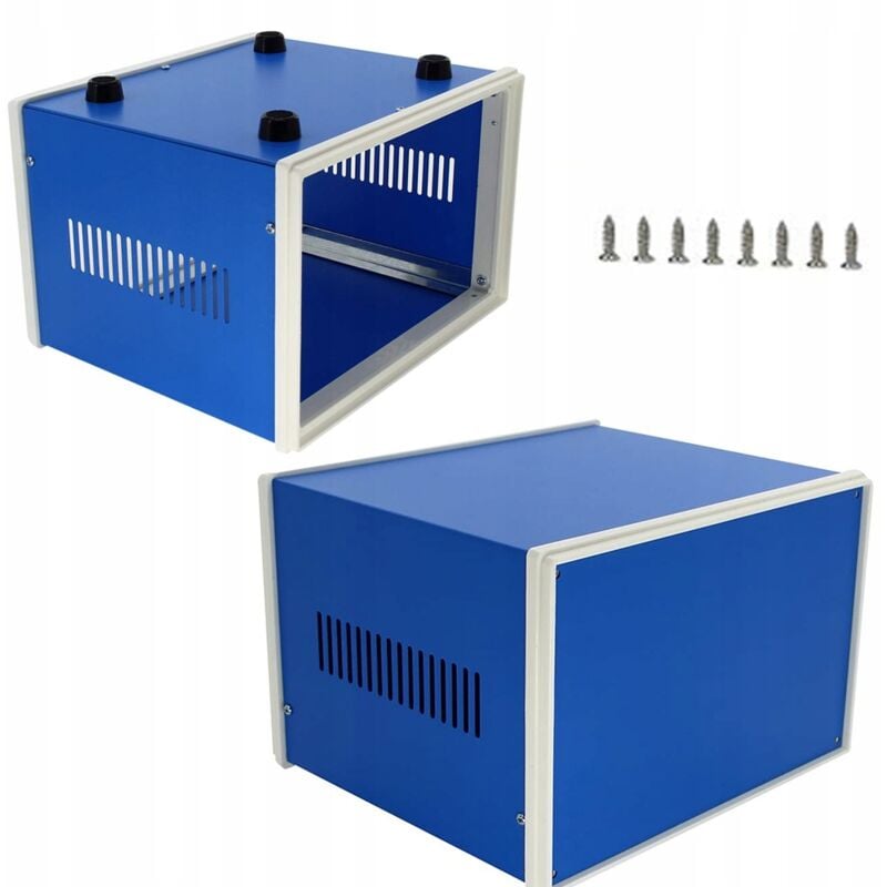Blaues Metallgehäuse für 120 x 320 x 268 mm große Instrumente
