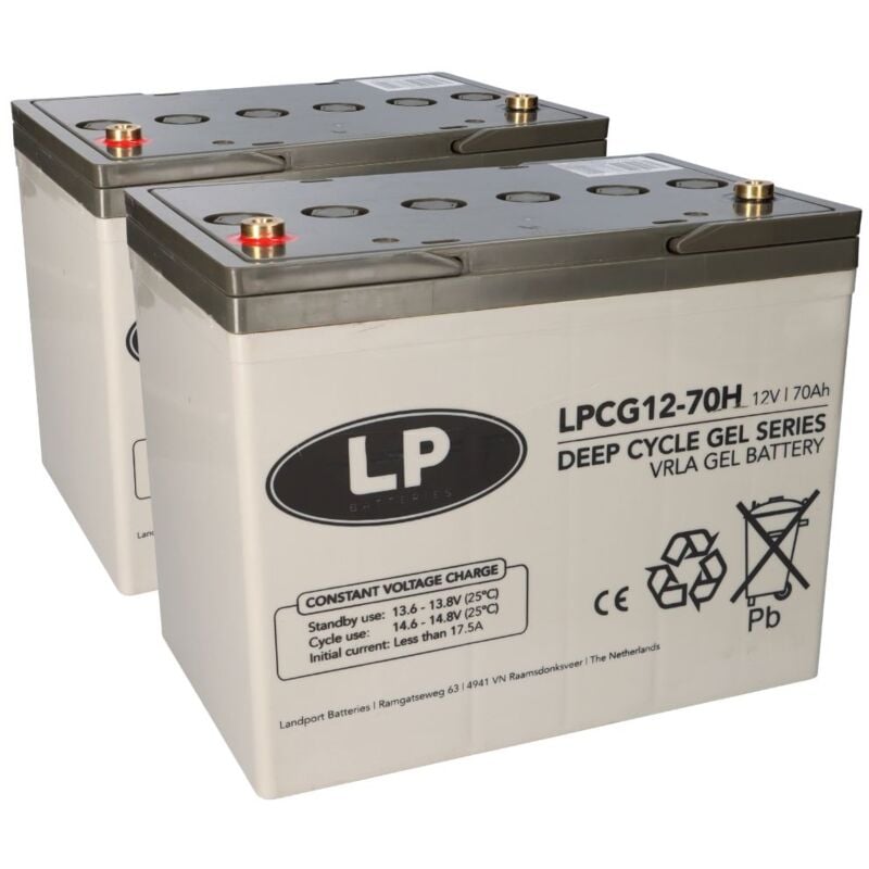 Landport - Bleigel Akku 2x 12V 70Ah kompatibel zu Rollstuhl E-Mobil Seniorenmobil u.a.