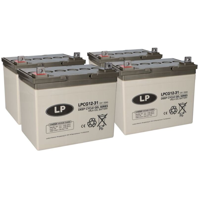 Bleigel Akku 4x 12V 30Ah kompatibel zu Rollstuhl E-Mobil Seniorenmobil u.a.