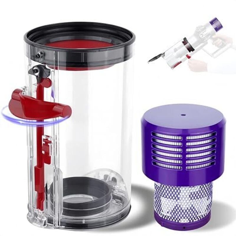 Dyson V10 SV12 SV13 SV27 Untere Abdeckung Zubehör-Set, inklusive HEPA-Filter und hochwertigem durchsichtigem Behälter für Dyson V10 Absolute