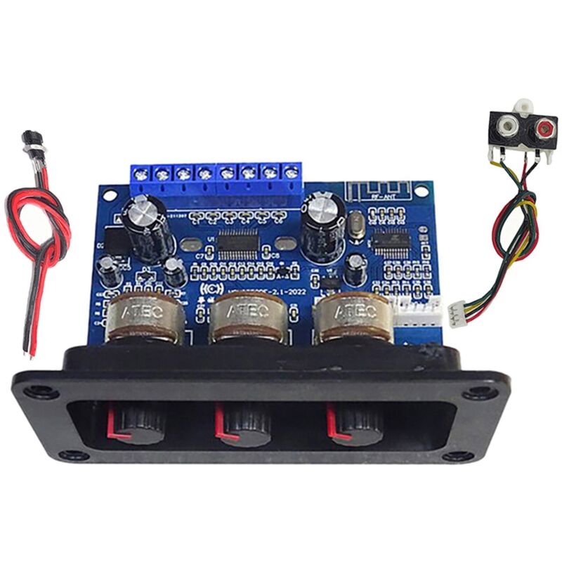 Bluetooth 5.0 Audio-Verstärkerplatine 2.1 Kanal 2X25W + 50W Subwoofer Klasse D Kit mit DC AUX-Kabel
