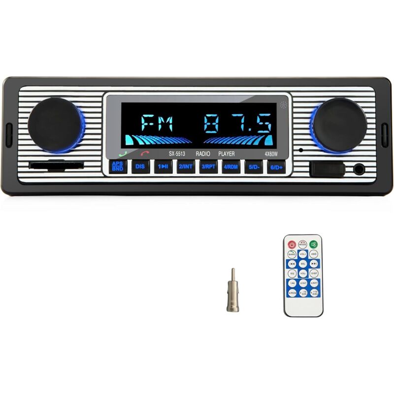 Bluetooth 5.0 Autoradio, 1-DIN-Autoradio mit Freisprechfunktion für 9-12V FM-Radio, unterstützt 2 USB/AUX/SD/TF/MP3-Eingänge, kompatibel mit