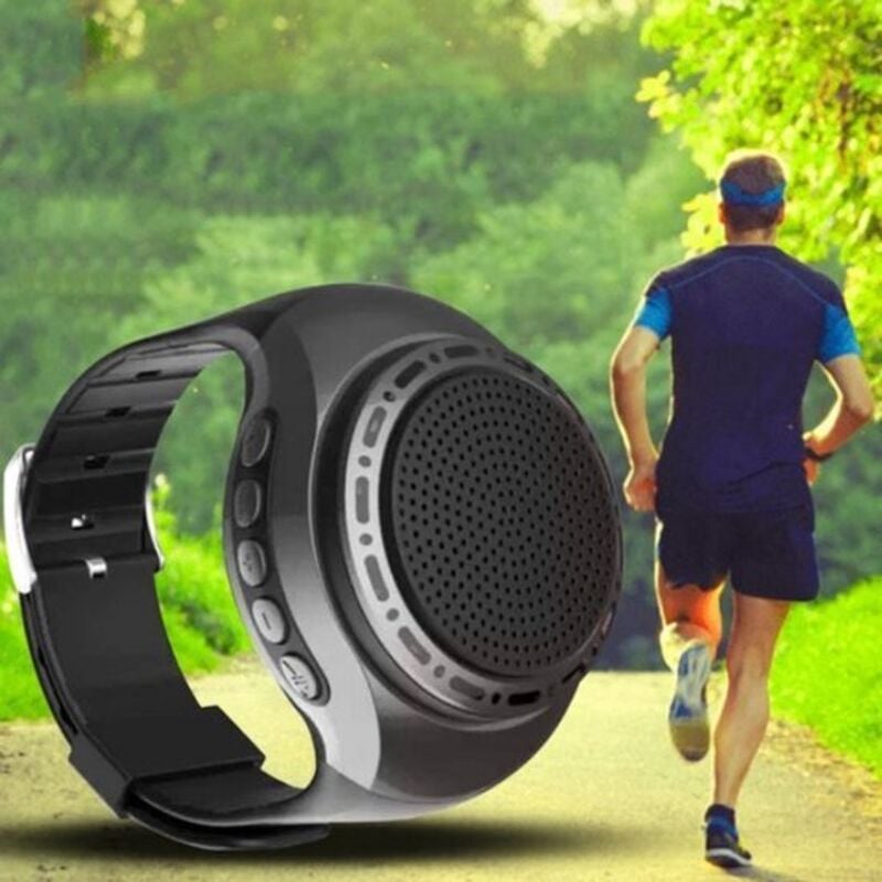 Bluetooth-Armbanduhr mit FM-Radio – Mini-Lautsprecher, ideal für Outdoor-Aktivitäten, Sport, Laufen, mit kabellosem Subwoofer, wasserdicht und