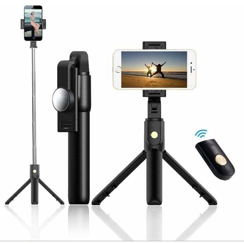 SNQ - Bluetooth-Selfie-Halterung mit 360°-Drehung, verstellbarem Teleskopstab mit Telefonhalterung, 3-in-1-Selfie-Stick mit dreibeinigem