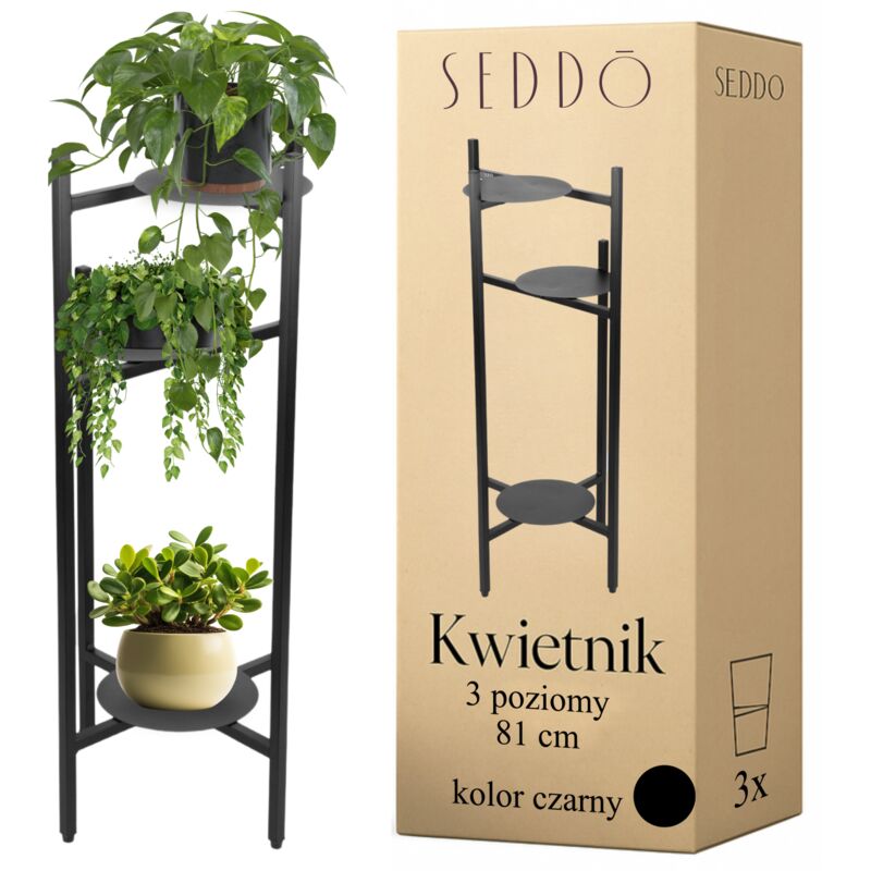 Blumenständer aus Metall, Blumenständer zum Aufstellen, Pflanzen, Töpfe, 3 Ablagen, Loft 81