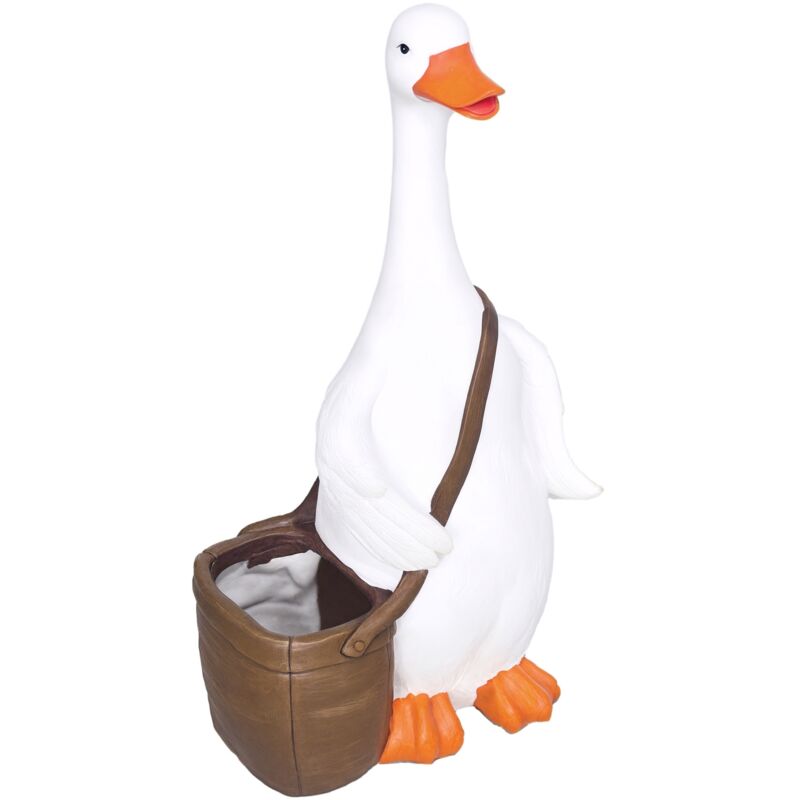 Pflanztopf, Blumentopf mit Schwan mit Schulranzen Design, Übertopf mit Entwässerungsbohrung, Kräutertopf für Indoor, Outdoor, Kunstharz - Outsunny