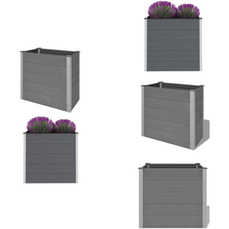 Garten-Hochbeet wpc 100 x 50 x 91 cm Grau - Gartenhochbeet - Holz-Kunststoff-Komposit - wpc - Pflanzenbehälter - Balkonbepflanzung