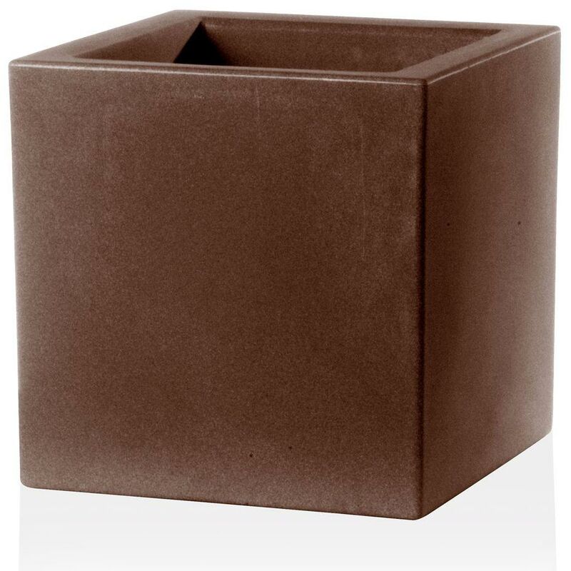 Teraplast - Moderner Vase 'Cubo Schio' Essential aus Kunststoff für Garten und Blumen und Pflanzen -60 cm / Bronze
