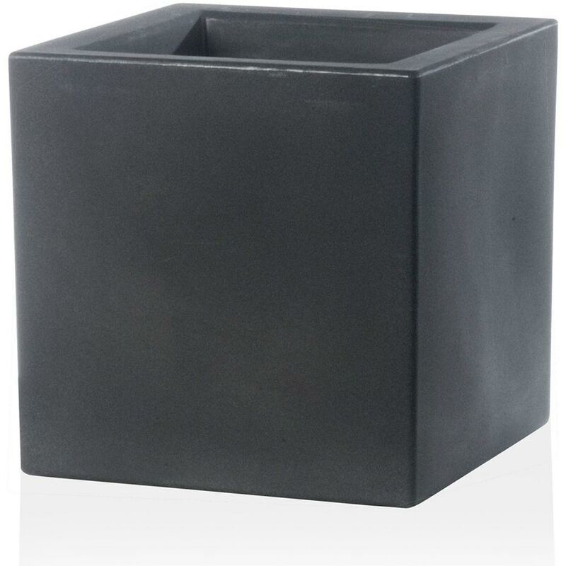 Teraplast - Moderner Vase 'Cubo Schio' Essential aus Kunststoff für Garten und Blumen und Pflanzen -60 cm / Anthrazit
