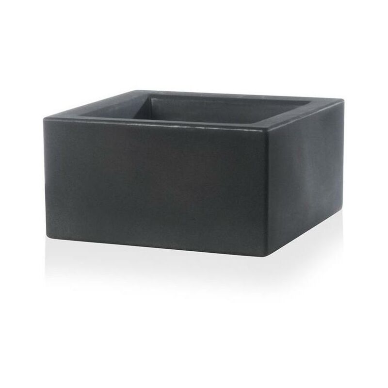 Moderner Vase 'Cubo Schio Basso' Essential aus Kunststoff für Garten und Blumen und Pflanzen -Anthrazit
