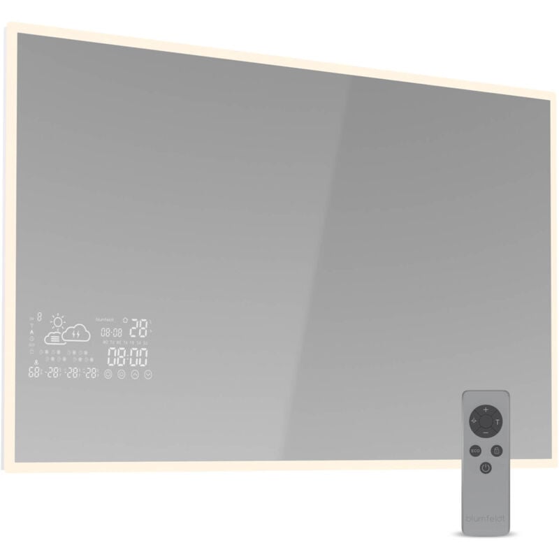 Infrarotheizung 500W – Wandmontage, Smart Mirror mit LED-Anzeige, IP44 für Badezimmer, App-Steuerung, Überhitzungsschutz, 5-50 °c, Infrarot