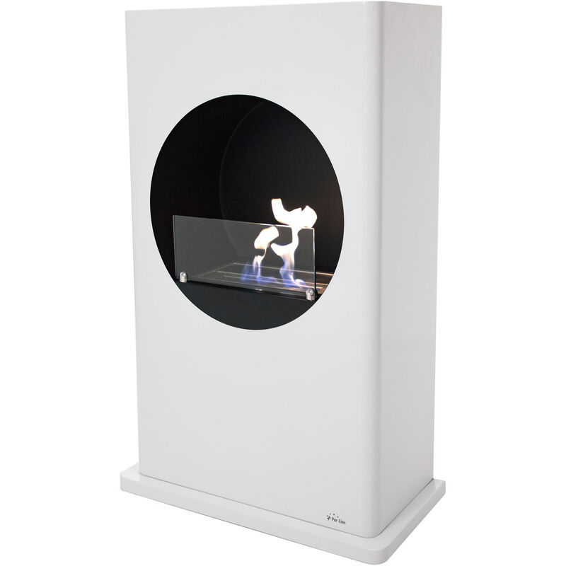Purline - Bodenstehender Ethanol-Kamin, längliches Design aus weiß lackiertem Stahl