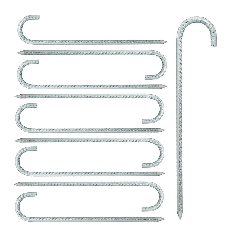 Bodenanker 10er Set, xl Zeltheringe, extra lang, stabile Erdanker Camping, Zeltzubehör, Stahl, 38,5 cm, silber - Relaxdays