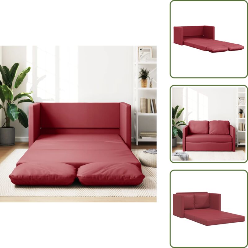 Bodensofa mit Schlaffunktion Weinrot 112x174x55 cm Kunstleder - Bodensofa - Couch - Schlafcouch - Gästebett - Kleinwohnung