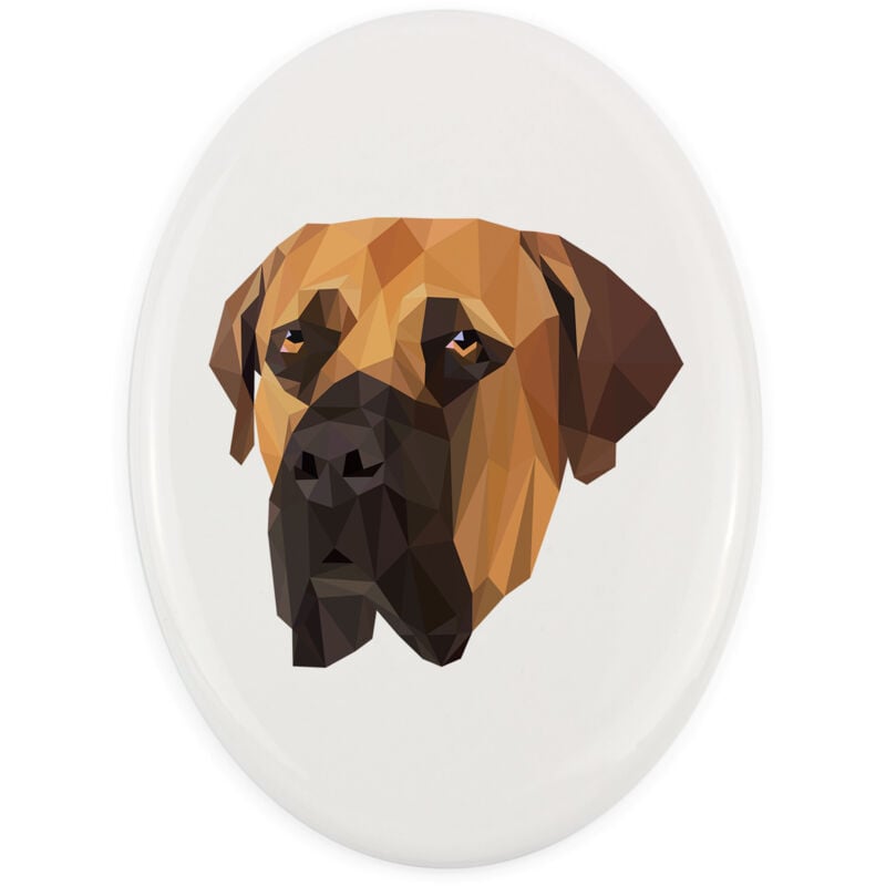 Boerboel, Südafrikanischer Mastiff - ein Schild mit Foto und geometrischer Aufschrift von Art-Dog