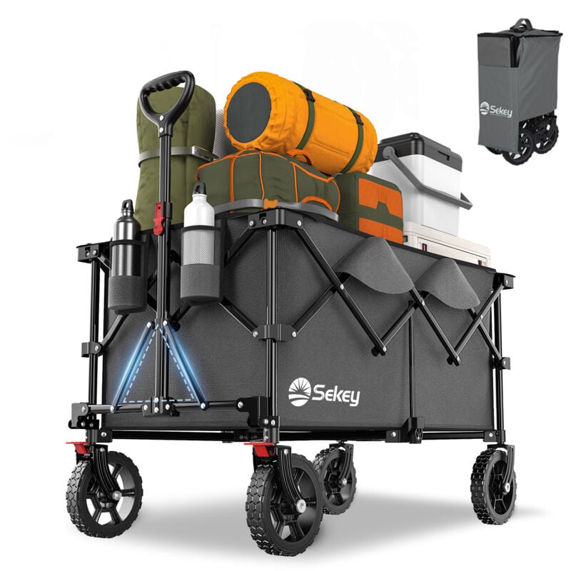 200L 200KG Bollerwagen Faltbarer Bollerwagen Handwagen mit 17x4 cm Reifen, Grau - Sekey