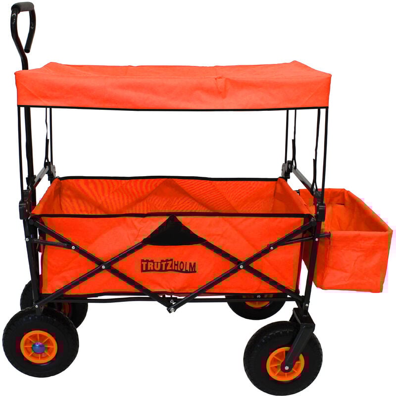 Bollerwagen faltbar mit Dach, Vollgummi-Räder, Hecktasche und Teleskopgriff