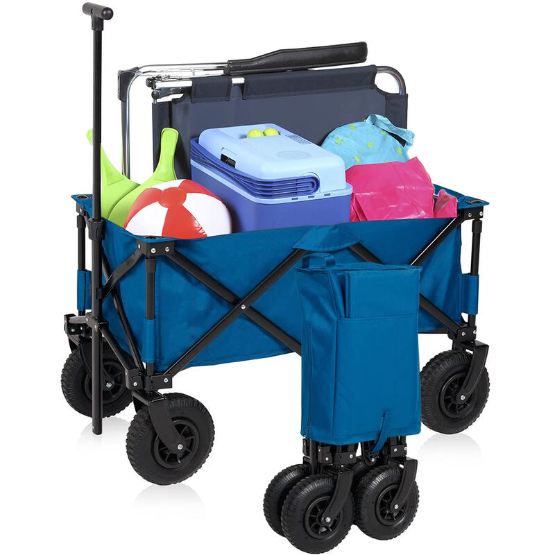 Campart - Bollerwagen klappbar in Blau Handkarren, Ladegewicht bis 70kg